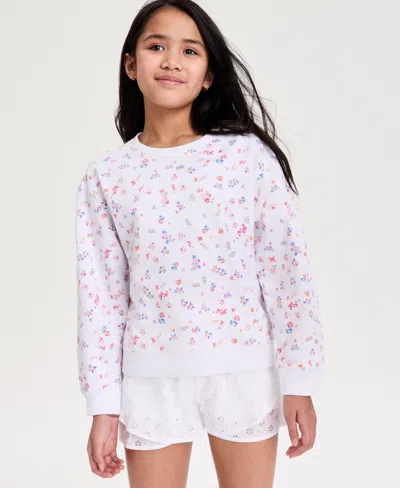 Epic Threads Kids' Girls' Xs-xl Floral-print Crewneck Sweatshirt, Macy's Exclusive In White