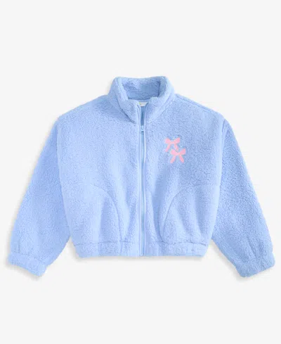 Epic Threads Kids' Girls' Xs-xl Bow-embroidery Faux-sherpa Jacket, Macy's Exclusive In Blue