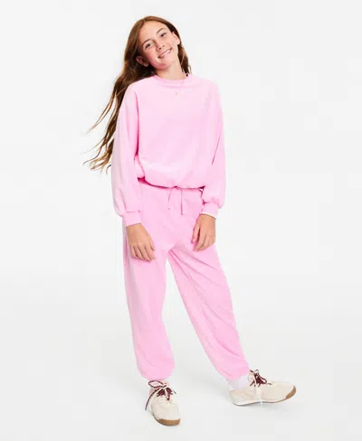 Epic Threads Girls' Xs-xl Crewneck Velour Sweatshirt And Jogger Pants, 2-piece Set, Macy's Exclusive In Pink
