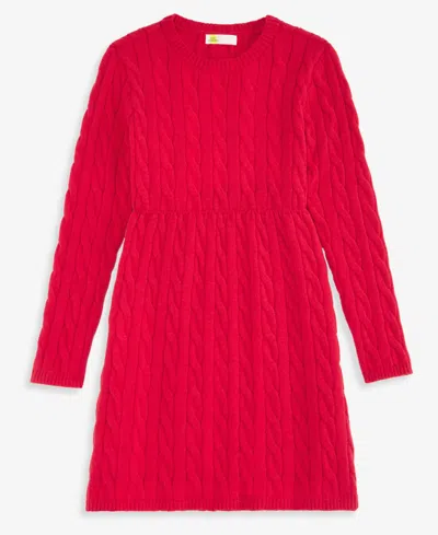 Epic Threads Girls' Xs-xl Dreamyarn Cable-knit Fit & Flare Sweater Dress, Macy's Exclusive In Red