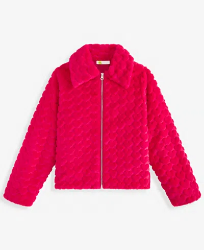 Epic Threads Girls' Xs-xl Heart Faux-fur Jacket, Macy's Exclusive In Cherry Candy