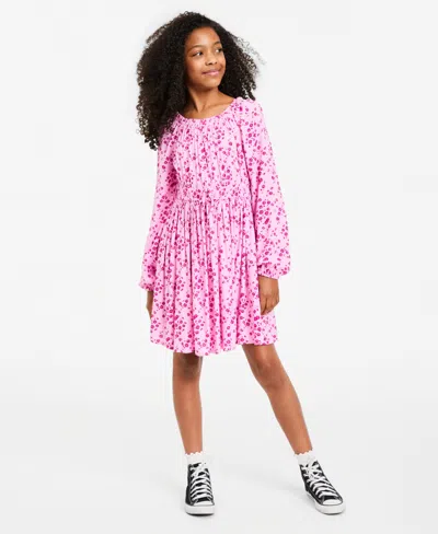 Epic Threads Girls' Xs-xl Long-sleeve Floral-print Dress, Macy's Exclusive In Bonbon
