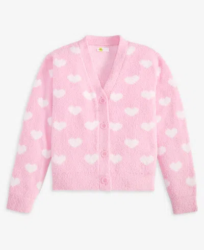Epic Threads Girls' Xs-xl Mini Hearts V-neck Cardigan, Macy's Exclusive In Bonbon