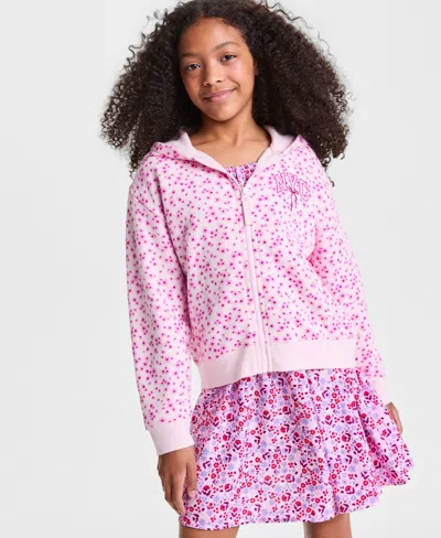 Epic Threads Kids' Girls' Xs-xl Nyc Bow Printed Zip Fleece Hoodie, Macy's Exclusive In Pink Polish