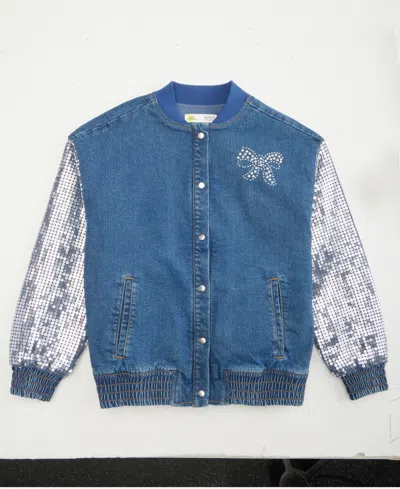Epic Threads Kids' Girls' Xs-xl Sequin Bow Denim Jacket, Macy's Exclusive In Blue