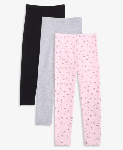 Epic Threads Kids' Girls' Xs-xl Solid, Heathered And Bow-print Leggings, 3-pack, Macy's Exclusive In Multi