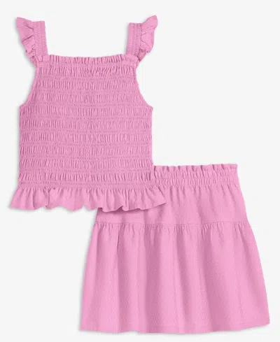 Epic Threads Girls' Xs-xl Solid Smocked Top & Skirt, 2-piece Set, Macy's Exclusive In Pink