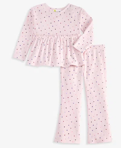 Epic Threads Kids' Girls' Xs-xl Star Heart Brushed Rib Top & Pants, 2-piece Set, Macy's Exclusive In Pink