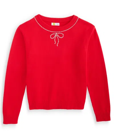 Epic Threads Kids' Girls' Xs-xl Stone Necklace Long-sleeve Crew Neck Sweater, Macy's Exclusive In Red