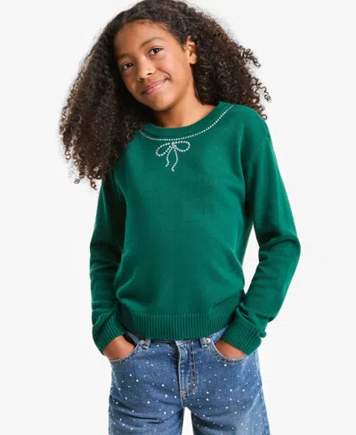 Epic Threads Kids' Girls' Xs-xl Stone Necklace Long-sleeve Crew Neck Sweater, Macy's Exclusive In Green