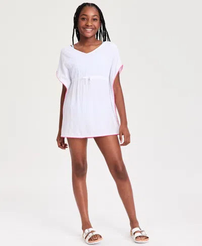 Epic Threads Kids' Girls' Xs-xl Woven Pom Pom Cover-up, Macy's Exclusive In White