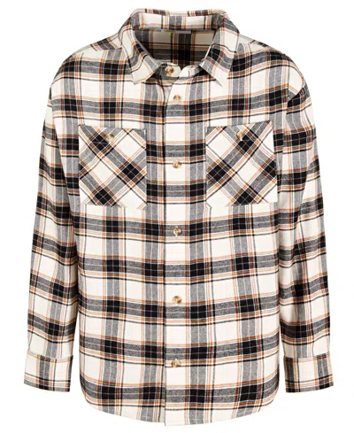 Epic Threads Kids' Little & Big Boys Margot Plaid Button-down Flannel Shirt, Created For Macy's In Snowfall White