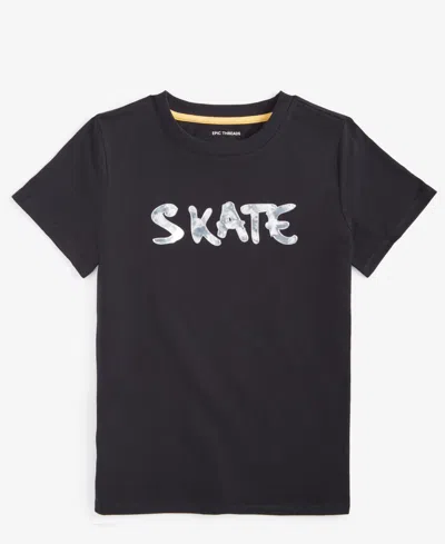 Epic Threads Kids' Little & Big Boys Slicked Skate Graphic T-shirt, Created For Macy's In Deep Black