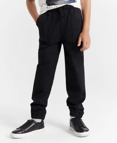 Epic Threads Kids' Little & Big Boys Twill Jogger Pants With Reinforced Knees In Deep Black