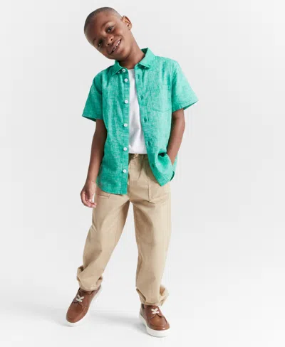 Epic Threads Kids' Little & Big Boys Heathered Short-sleeve Shirt, Created For Macy's In Travertine Tile