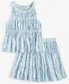 Epic Threads Little & Big Girls 2-pc. Floral-print Top & Skirt Set, Exclusively At Macy's In Crystal Bl