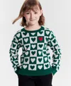 Epic Threads Little & Big Girls Checkerboard Heart Sweater, Created For Macy's In Ocean Trop