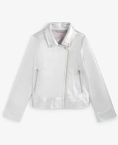 Epic Threads Kids' Little & Big Girls Faux-leather Biker Jacket, Exclusively At Macy's In Silver