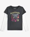 Epic Threads Little & Big Girls Gratitude Graphic Layered-look T-shirt, Created For Macy's In Grey Jewel