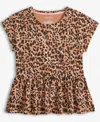 Epic Threads Little & Big Girls Leopard-print Peplum Top, Exclusively At Macy's