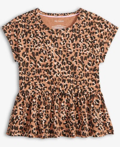 Epic Threads Little & Big Girls Leopard-print Peplum Top, Exclusively At Macy's