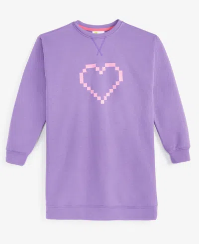 Epic Threads Kids' Little & Big Girls Pixel Heart Crewneck Dress, Created For Macy's In Violet Cre