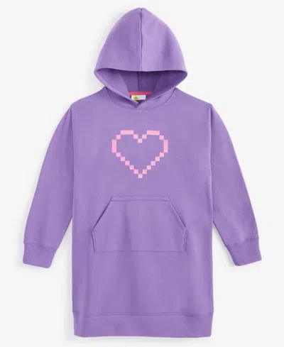 Epic Threads Kids' Little & Big Girls Pixel Heart Hooded Dress, Created For Macy's In Violet Cre