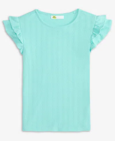 Epic Threads Kids' Little & Big Girls Ruffled-sleeve Pointelle Top, Macy's Exclusive In Multi
