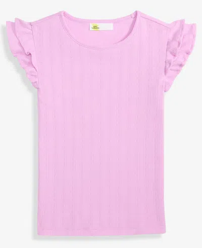 Epic Threads Kids' Little & Big Girls Ruffled-sleeve Pointelle Top, Macy's Exclusive In Multi
