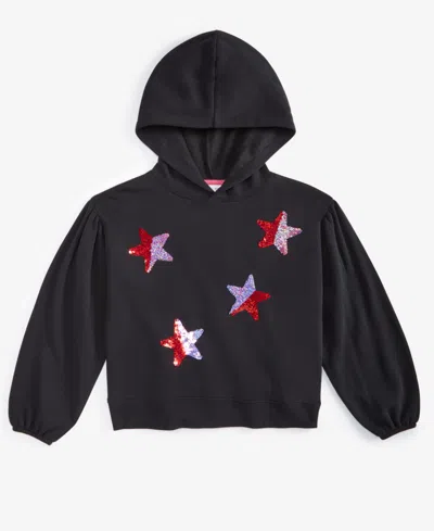 Epic Threads Kids' Little & Big Girls Star Sequined Pullover Hoodie, Created For Macy's In Deep Black
