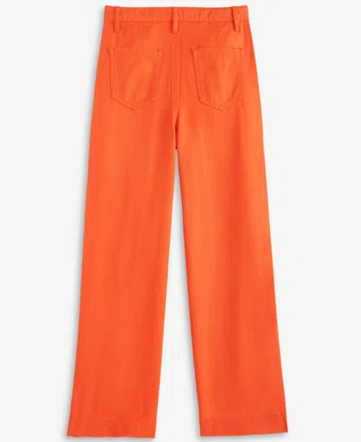 Epic Threads Kids' Little & Big Girls Twill Patch-pocket Wide-leg Pants, Exclusively At Macy's In Mandarin R