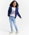Epic Threads Little Big Girls Open Stitch Cardigan Flower Market T Shirt Skinny Jeans Nia Sparkle Shoes Created F In Blue