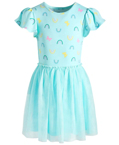 Epic Threads Kids' Little Girls Happy Rainbows Tutu Dress, Created For Macy's In Refreshing Teal