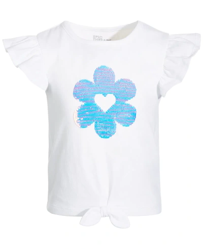 Epic Threads Kids' Little Girls Sequin Bloom T-shirt, Created For Macy's In Bright White
