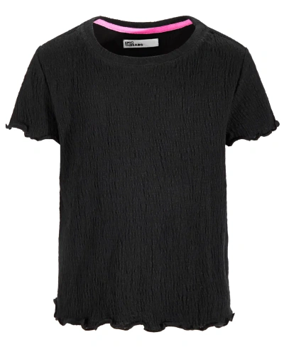 Epic Threads Kids' Little Girls Solid-color Textured T-shirt, Created For Macy's In Deep Black