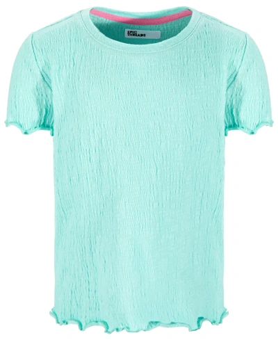 Epic Threads Kids' Little Girls Solid-color Textured T-shirt, Created For Macy's In Refreshing Teal