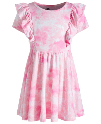 Epic Threads Kids' Little Girls Spring Splash Tie-dyed Ruffled Dress, Created For Macy's In Barely Pink