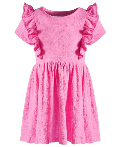 Epic Threads Kids' Little Girls Textured Ruffled Dress, Created For Macy's In Juicy Pink