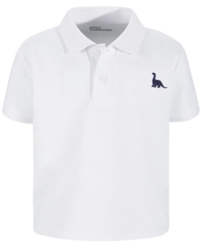 Epic Threads Kids' Toddler And Little Boys Dino Icon Polo Shirt, Created For Macy's In Bright White