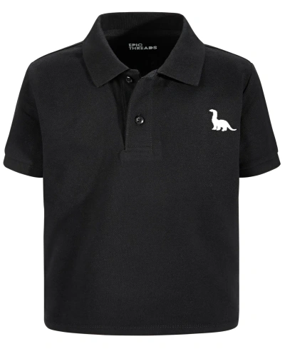 Epic Threads Kids' Toddler And Little Boys Dino Icon Polo Shirt, Created For Macy's In Deep Black