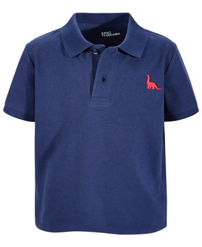 Epic Threads Kids' Toddler And Little Boys Dino Icon Polo Shirt, Created For Macy's In Medieval Blue