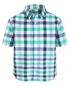 Epic Threads Toddler & Little Boys Short-sleeve Cotton Checkered Shirt, Created For Macy's In Medieval Blue