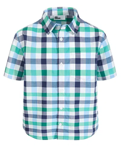 Epic Threads Kids' Toddler & Little Boys Short-sleeve Cotton Checkered Shirt, Created For Macy's In Medieval Blue