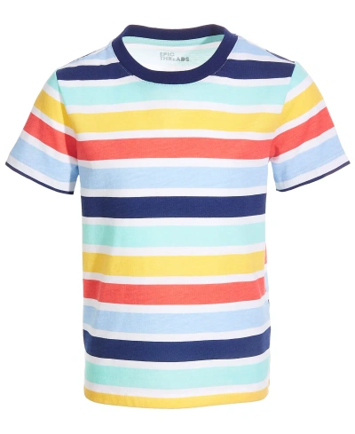 Epic Threads Kids' Toddler And Little Boys Wide Multi Striped T-shirt, Created For Macy's In Bright White