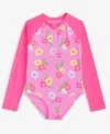 Epic Threads Toddler And Little Girls Floral Print Long-sleeve Rash Guard, Exclusively At Macy's In Ultra Pink
