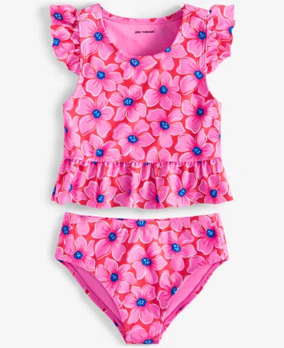 Epic Threads Kids' Toddler And Little Girls Floral Tankini Two-piece Swimsuit, Exclusively At Macy's In Neon Flame