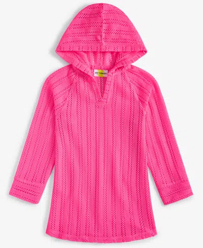 Epic Threads Kids' Toddler And Little Girls Long-sleeve Hooded Mesh Swim Cover-up, Exclusively At Macy's In Plyo Pink