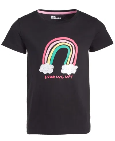 Epic Threads Kids' Toddler & Little Girls Looking Up Rainbow Graphic T-shirt, Created For Macy's In Deep Black