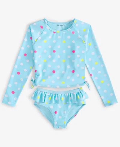 Epic Threads Kids' Toddler And Little Girls Splayful Dot Long-sleeve Rash Guard Two Piece Set, Exclusively At Macy's In Crystal Blue