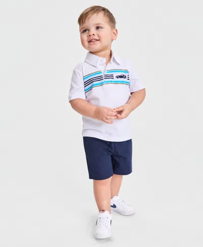 Epic Threads Babies' Toddler Boys' 12m-5t Stripe Polo Shirt & Shorts, 2-piece Set, Macy's Exclusive In Blue